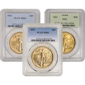 US Gold $20 Saint-Gaudens Double Eagle - PCGS MS61 - Random Date and Label - Picture 1 of 3