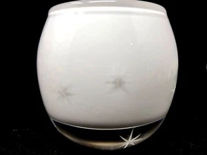 Vintage weiße Kiste & Fass Glas Kerzenhalter geätzt Starburst Design Polen - Bild 1 von 10
