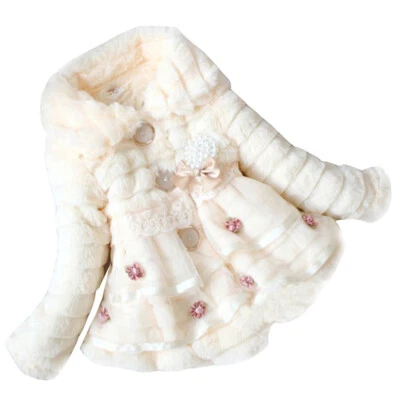 Abrigo de piel sintética para bebé niña niño pequeño perla ropa exterior cálida polar chaqueta de invierno traje para la nieve Foto 1 de 4