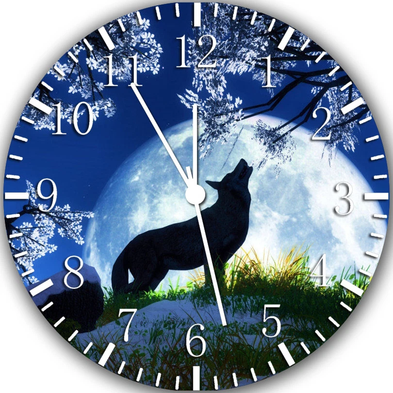 Reloj de pared Wolf and The Moon sin marco sin bordes bonito para regalos o decoración Y37 Foto 1 de 1