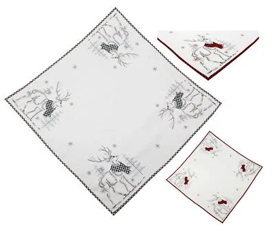 Mitteldecke Hirsch Weihnachten Stickerei Weihnachtsdeko Leinenoptik Tischdecke A - Bild 1 von 4