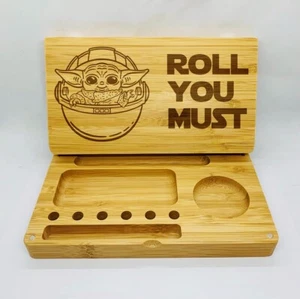 Baby yoda laser engraved magnet back flip style rolling tray Christmas gift - Picture 1 of 2