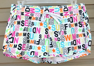Pantalones Cortos Activos Old Navy Para Mujer "Surf Natación Mar Sol" Estampado de Palabras Cintura Elástica XS Foto 1 de 4