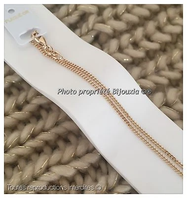 Chaîne Maille gourmette 40CM Plaqué Or 18 carats 750/1000 Bijoux Femme - Photo 1/4