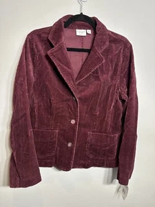 Sonoma Burgundy Corduroy Blazer Stretch Womens Size M career Academia Retro NEW - Picture 1 of 6