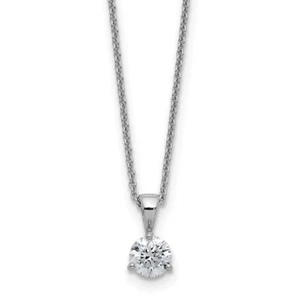 14k White Gold 1/3ct Round Lab Grown Diamond 3 Prong Solitaire Necklace 18" - Picture 1 of 5