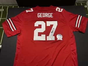 EDDIE GEORGE SIGNED OHIO STATE BUCKEYES RED JERSEY BECKETT 953 - Picture 1 of 5