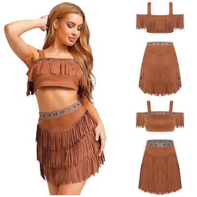 Mujer Pocahontas Disfraz Trajes Guerrero Princesa Imitación Gamuza De Colección Vestir Foto 1 de 3