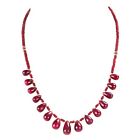 148,30Kt Afrikanisch Roter Rubin Cabochon Perlen Damen Halskette Im 925 Silber