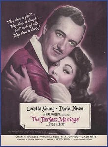 Vintage 1947 Movie Promo THE PERFECT MARRIAGE Loretta Young David Niven Print Ad - Picture 1 of 1