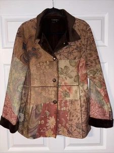Giacca blazer vintage RADZOLI morbido bottoni davanti patchwork floreale e astratto ~ XL - Foto 1 di 10