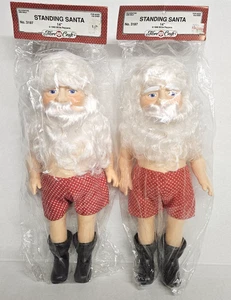 Lot 2 NEU Vintage Faser Handwerk stehender Weihnachtsmann 14" Puppe 3197 Billie Peppers 1990 - Bild 1 von 2