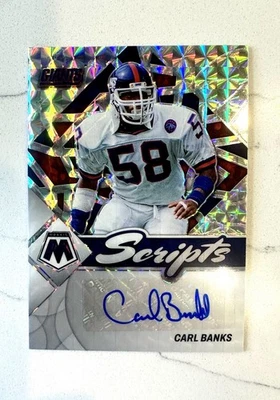2022 Mosaic CARL BANKS Auto Silver Choice Prizm Script🔥New York Giants Legend - Image 1 of 2