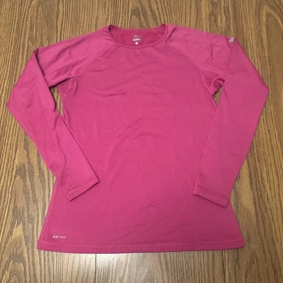 Nike Pro Mujer Talla L Forrado de Vellón DRI-FIT Manga Larga Top Elastizado Puños Pulgar Foto 1 de 4
