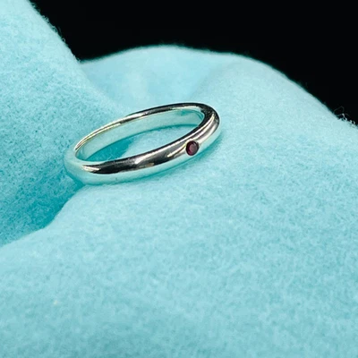 Tiffany and Co Stacking Band Ring Ruby Silver Elsa Peretti US5 / EU49 - Image 1 of 4