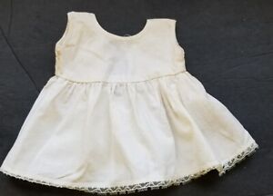VINTAGE  FACTORY   WHITE DOLL SLIP WITH TIE BACK FITS  16" COMPOSITION DOLLS