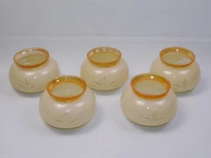 5 Lámpara De Colección Globo de Luz Gota en Pantalla de Vidrio Caléndula Iridiscente Superior Base Crema - Imagen 1 de 16