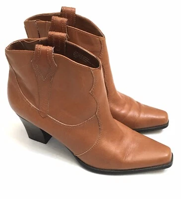 Coldwater Creek Western Ankle Boots Size 10M -  Brown Leather Slip on Boot - Image 1 of 4