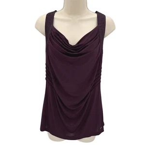 Guess Womens Sleeveless Drape Front Top Size L Viscose Blend Plum - Picture 1 of 11