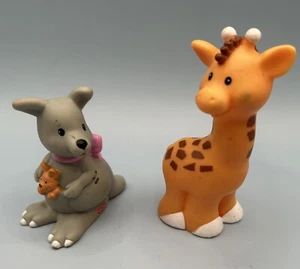Fisher Price Little People Figures Zoo Animals Kangaroo With Joey And Giraffe - Picture 1 of 9