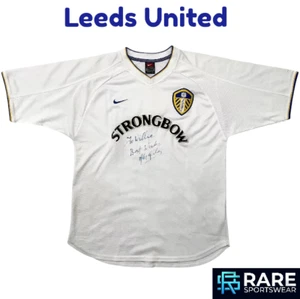 AUTÉNTICA CAMISETA DE FÚTBOL VINTAGE LEEDS UTD 2000 PEQUEÑA ADULTA 36-38 pulgadas BUENA Firmada - Imagen 1 de 10