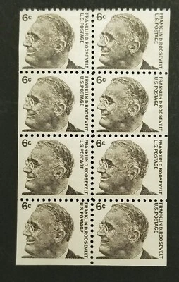 US Scott 1284b Franklin D Roosevelt booklet pane 1967 - 6c FDR Mint MNH z7932 - Image 1 of 2