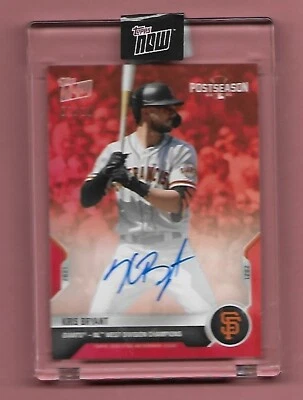 Kris Bryant 2021 Topps Now Postseason RED On-Card Auto Autograph 7/10 Giants - Image 1 of 2