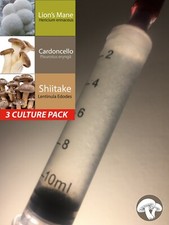 3 Colture liquide micelio Lion's mane Cardoncelli Shiitake coltivazione funghi