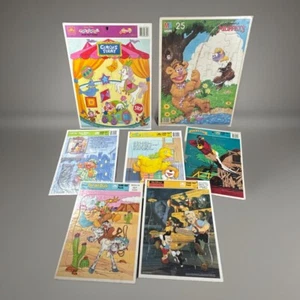 Vintage Golden Books Frame Tray Puzzles Lot of 7 - Disney Sesame Street Muppets - Picture 1 of 14