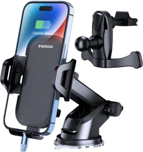 SUUSON Upgraded 3in1 Car Phone Holder Mount, Dashboard/Windshield/Vent, Adjustab - Photo 1 sur 5