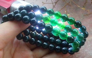 Brazalete Brazalete Certificado Negro Verde A JADE Jadeíta Circular Cuentas 7mm 手链 117580 - Imagen 1 de 11