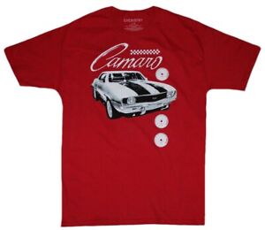 GM Chevrolet Camaro SS Muscle Car Graphic Red Tee Shirt New