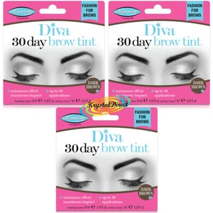 3x Colorsport Diva 30 Day Brow Tint DARK BROWN - Glossy Looking Brows - Picture 1 of 1