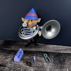 2003 MEMORY LANE RUDOLPH RED NOSED REINDEER BIG ELF WITH TUBA  & HAT COMPLETE - Picture 1 of 3