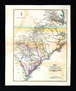 1834 Revolutionary War Map Southern Army Charleston SC Guilford NC Yorktown VA - Picture 1 of 5