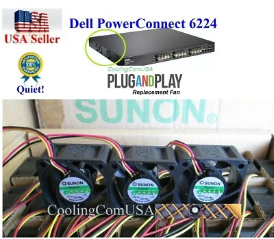 3-Pack Replacement Fans for Dell PowerConnect 6224 Fan Kit, (TK308, RN856) - Image 1 of 4