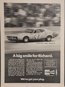 1974 Champion Spark Plugs Print Ad Richard Petty Dodge Daytona 500 - Picture 1 of 1