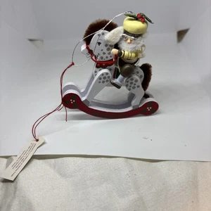 Vintage Christmas Ornament Wood Elf Kurt Adler Hershey's Rocking Horse 1989 - Picture 1 of 7