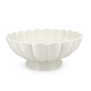 Large Fruit Bowl for Kitchen Counter-10.6" White Ceramic Fluted Scalloped Dec... - Bild 1 von 8
