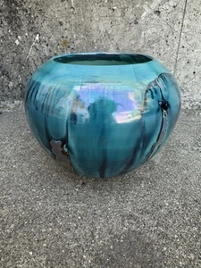Bruce Fairman Blue Drip Glaze Pottery Lustre Vase Vessel Studio Art California - Picture 1 of 8