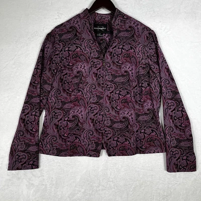 Chaqueta Requisitos Mujer Talla L Púrpura Paisley Cuello Cremallera Completa Boho Elastizada Foto 1 de 4