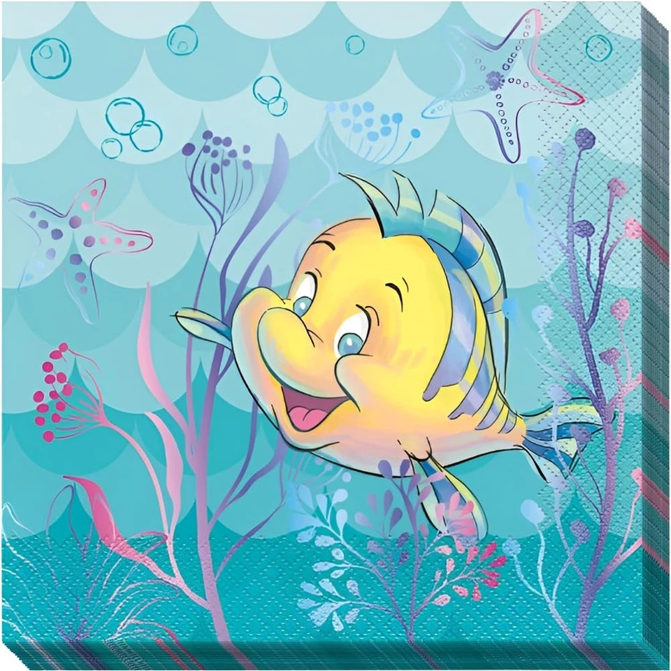 DISNEY PRINCESS Ariel the Mermaid Birthday Party Supplies (16) LUNCH NAPKINS