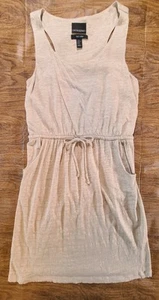 Cynthia Rowley Women Linen Sleeveless Shift Mini Dress Size XS Drawstring Pocket - Picture 1 of 8