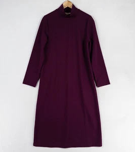 Appleseeds Dress Small Purple Stretch Knit Mock Neck Mini Minimalist Modest - Picture 1 of 8