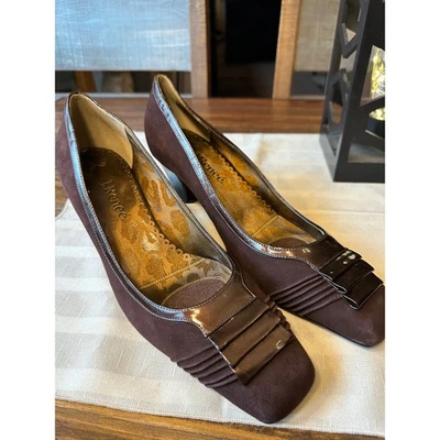 J Renee Women's Brown Suede Square Toe Block Heel Pumps Size 10.5M - Image 1 of 4