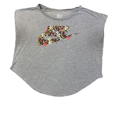 Nike Mujer Gris Estampado Floral Sin Mangas Corte Atlético Ropa Deportiva Camisa Talla L Foto 1 de 4