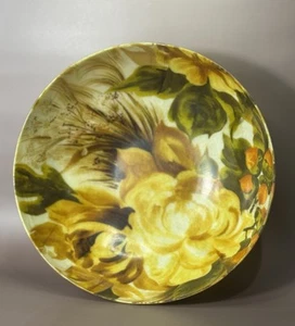 Vintage 1960s Fiberglass Floral Bowl – 11” Mid-Century Handmade Retro Art - Picture 1 of 14
