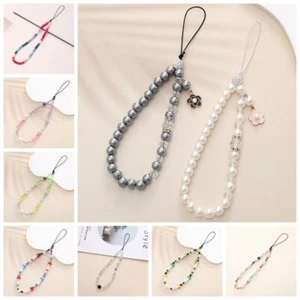 Handmade Pearl Phone Chain Beaded Cellphone Charm Christmas Present - Picture 1 of 29