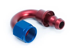 Push-On Alu Fitting Dash 10 / -10 AN / JIC 10 Anschluss 180° Rot/Blau eloxiert - Picture 1 of 3