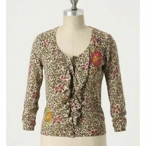 New! Anthropologie Sparrow Leopard "Perfect Posy Cardigan" Sweater Size S - Picture 1 of 10
